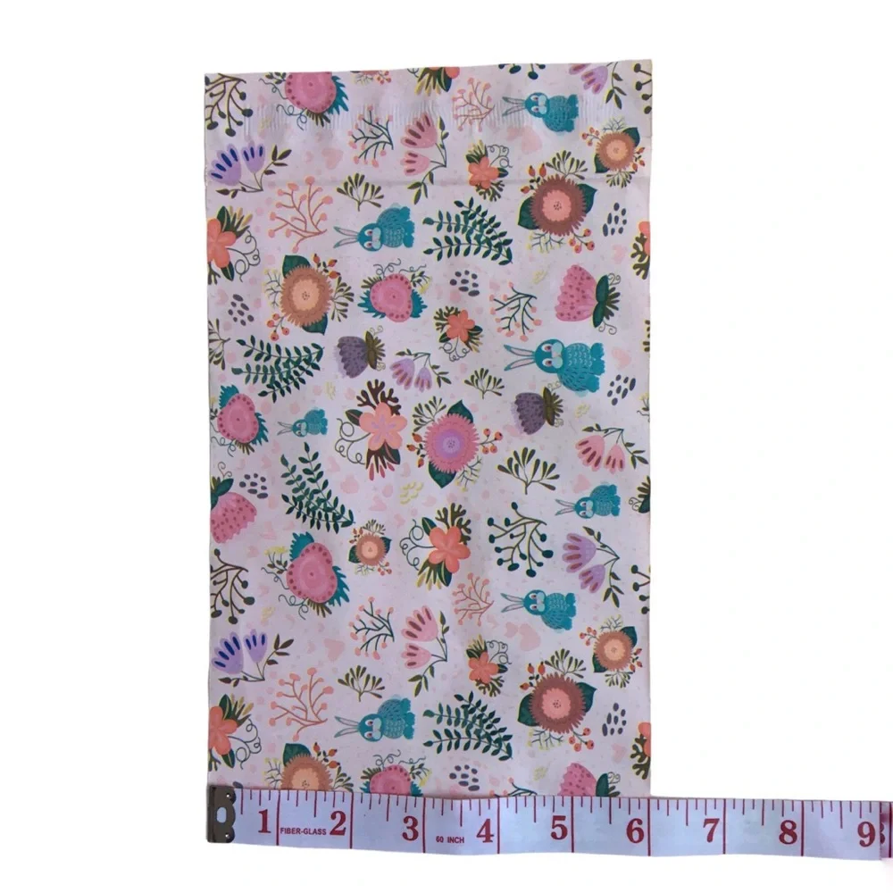 6x9 Floral and Bunnies Print Polymailers 100 pcs Pink, Blue, Green